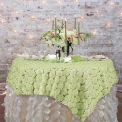 72" X 72" Satin Blossoms And Sequins On Lace Net Square Overlay -Home Decor Promotional Store LAY72 31 021 01XL