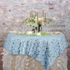 72" X 72" Satin Blossoms And Sequins On Lace Net Square Overlay -Home Decor Promotional Store LAY72 31 023 01XL