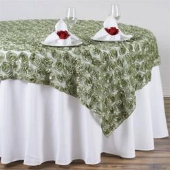 72" X 72" Satin Rosette Lace Square Overlay 22 72" X 72" Satin Rosette Lace Square Overlay -Home Decor Promotional Store LAY72 32 020 01