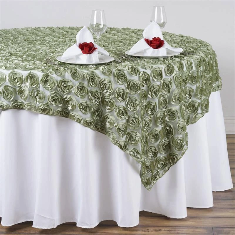 72" X 72" Satin Rosette Lace Square Overlay 9 72" X 72" Satin Rosette Lace Square Overlay - Image 9