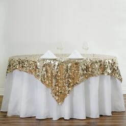72" X 72" Premium Big Payette Sequin Square Table Overlay -Home Decor Promotional Store LAY72 71 CHMP 01