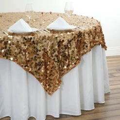 72" X 72" Premium Big Payette Sequin Square Table Overlay -Home Decor Promotional Store LAY72 71 GOLD D02