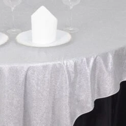 72"x72" Glitter Sparkle Polyester Table Overlay, Shimmery Square Table Topper -Home Decor Promotional Store LAY72 GLIT01 SILV D03