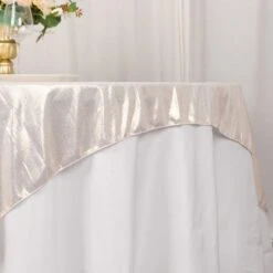 72"x72" Shimmer Sequin Dots Square Polyester Table Overlay, Wrinkle Free Sparkle Glitter Table Topper -Home Decor Promotional Store LAY72 SHIM 081 D02