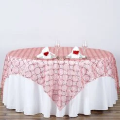 85" X 85" Organza Overlay With Sequin Circle Designs