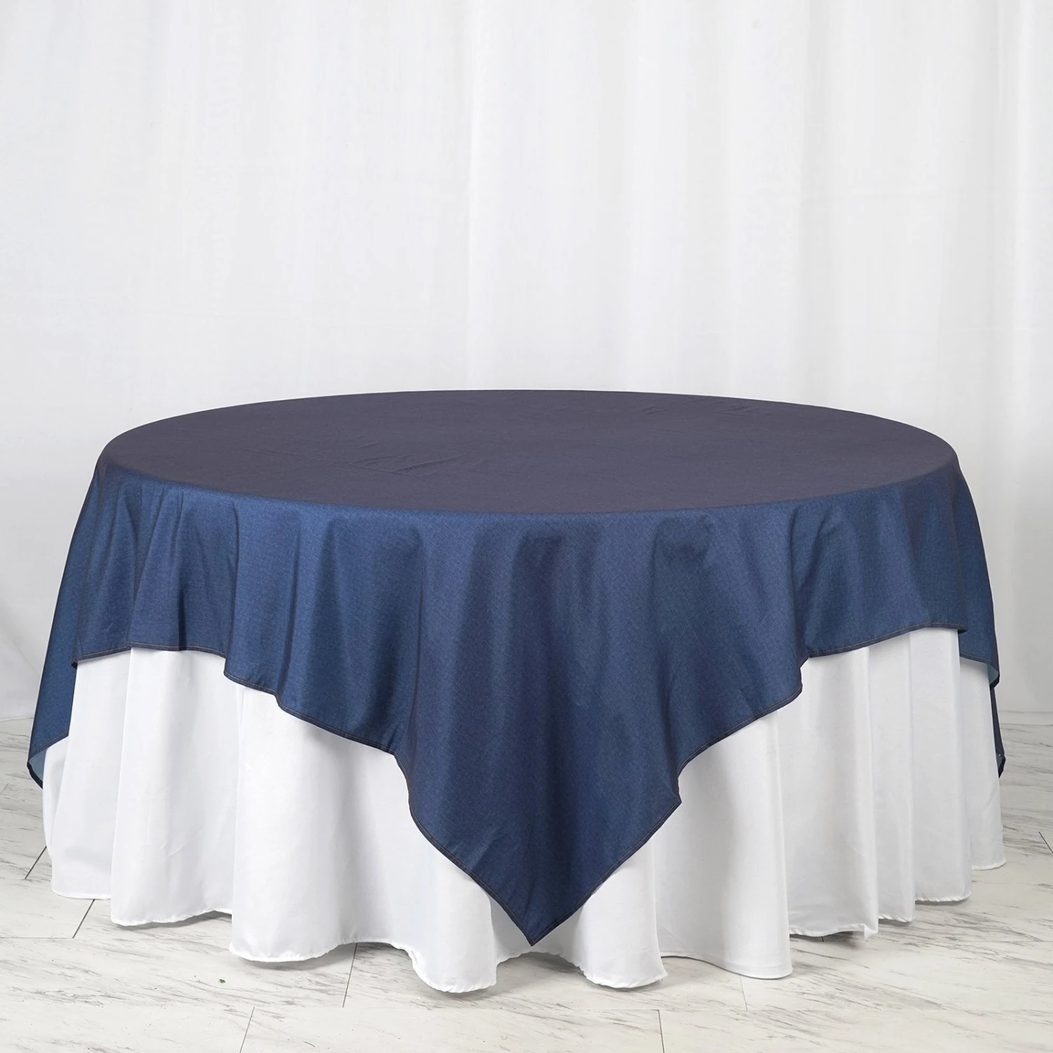 Dark Blue Faux Denim Polyester Table Overlays 4 Dark Blue Faux Denim Polyester Table Overlays - Image 4