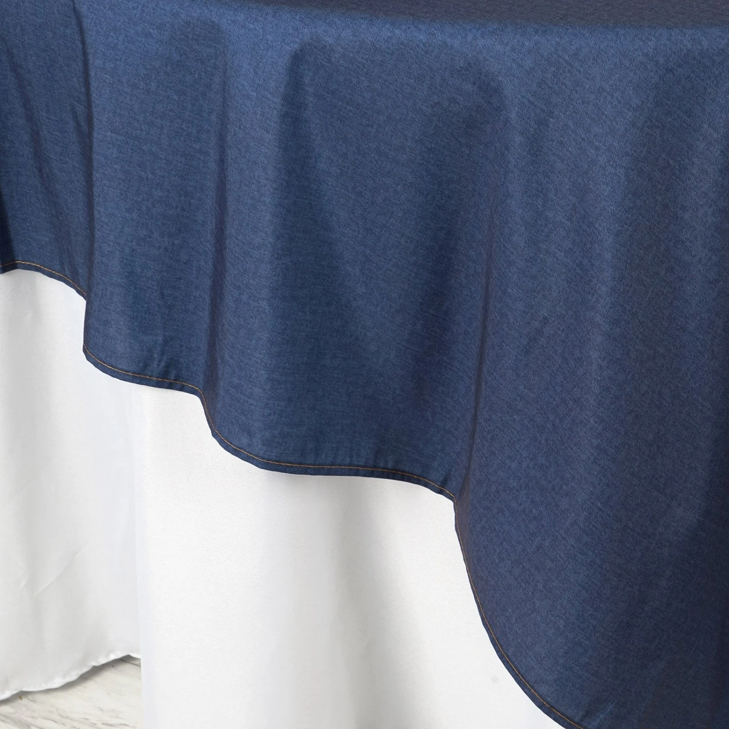Dark Blue Faux Denim Polyester Table Overlays 5 Dark Blue Faux Denim Polyester Table Overlays - Image 5
