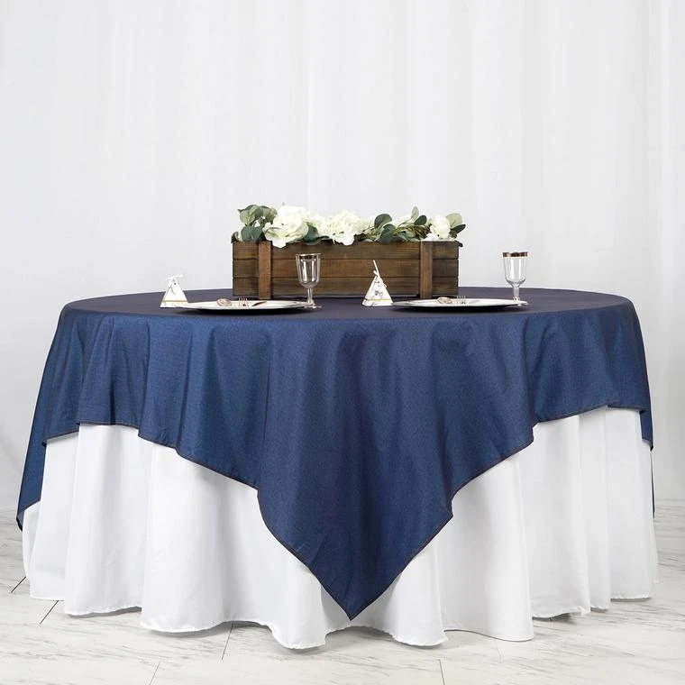 Dark Blue Faux Denim Polyester Table Overlays 1 Dark Blue Faux Denim Polyester Table Overlays
