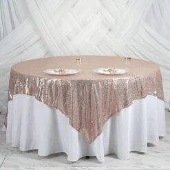 90"X90" Premium Sequin Tablecloth Overlay, Square Table Overlay -Home Decor Promotional Store LAY90 02 046 01