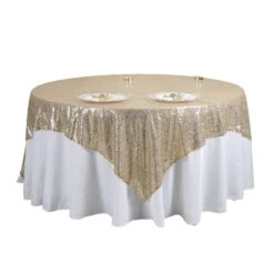 90"X90" Premium Sequin Tablecloth Overlay, Square Table Overlay -Home Decor Promotional Store LAY90 02 CHMP 99