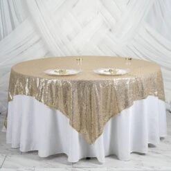 90"X90" Premium Sequin Tablecloth Overlay, Square Table Overlay -Home Decor Promotional Store LAY90 02 CHMP 01