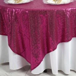 90"X90" Premium Sequin Tablecloth Overlay, Square Table Overlay -Home Decor Promotional Store LAY90 02 FUSH D01 264aef4b 826b 466d 9121 9b2807a7c48e