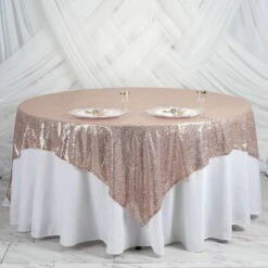 90"X90" Premium Sequin Tablecloth Overlay, Square Table Overlay