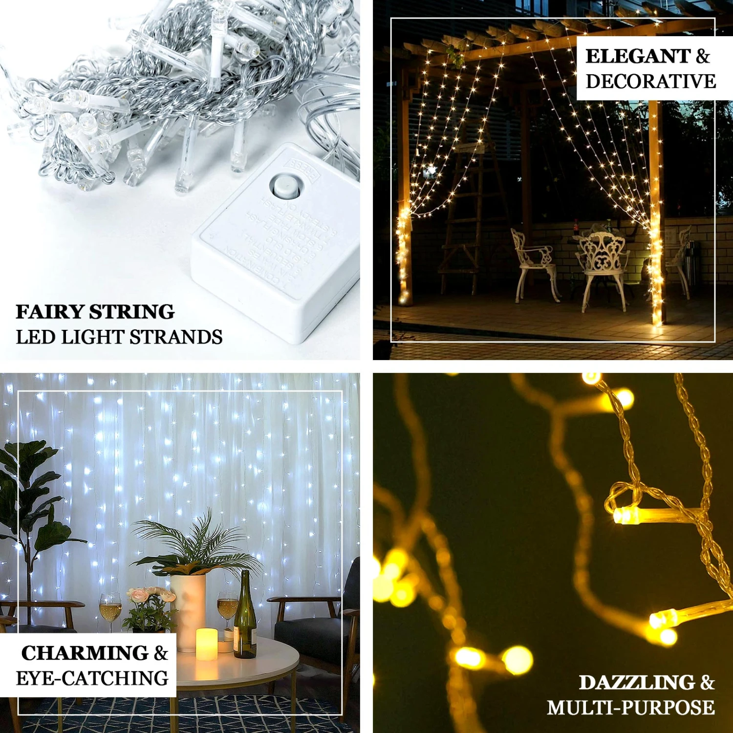 192 LED Icicle Fairy String Light Curtain Backdrop 5ftx8ft Plug In Panel With 8 LED Light Strands 2 192 LED Icicle Fairy String Light Curtain Backdrop 5ftx8ft Plug In Panel With 8 LED Light Strands - Image 2