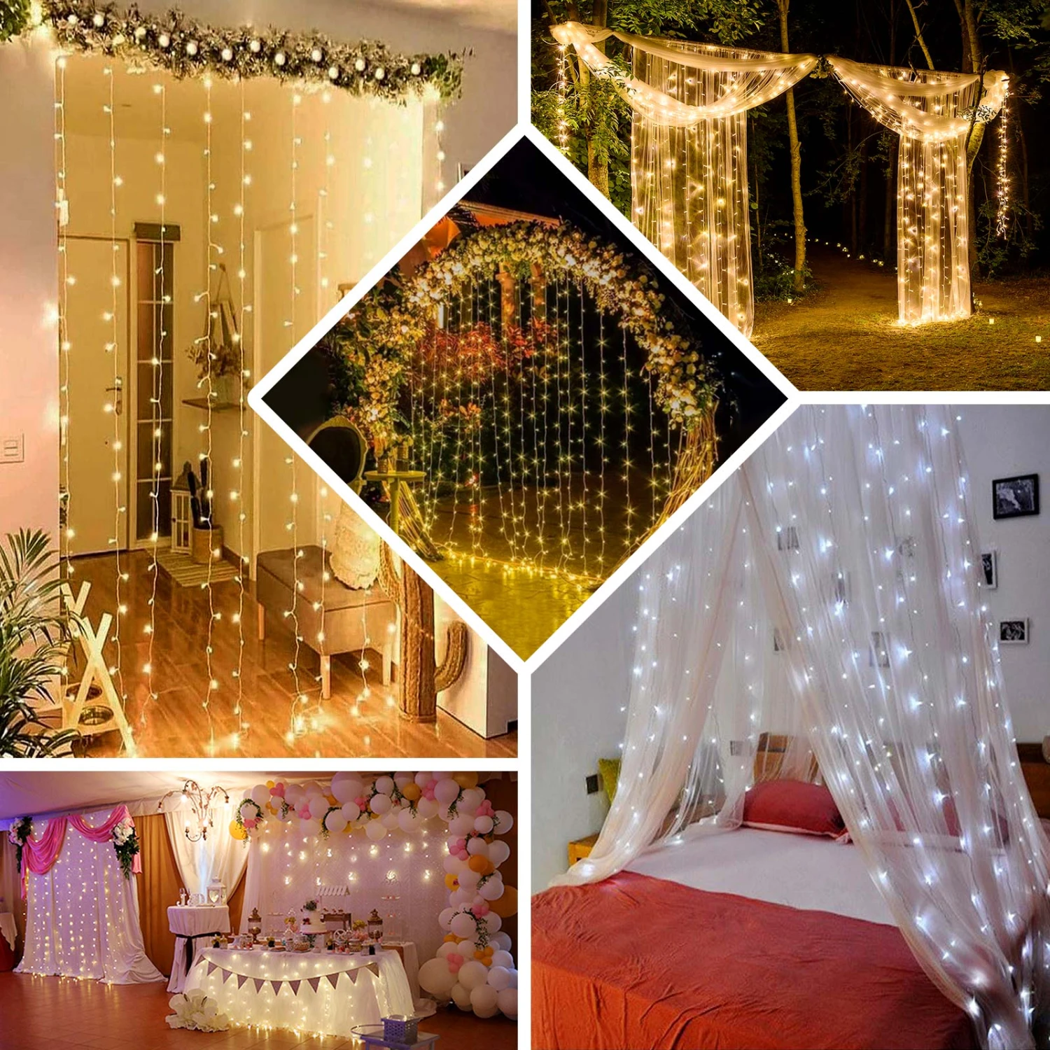192 LED Icicle Fairy String Light Curtain Backdrop 5ftx8ft Plug In Panel With 8 LED Light Strands 3 192 LED Icicle Fairy String Light Curtain Backdrop 5ftx8ft Plug In Panel With 8 LED Light Strands - Image 3