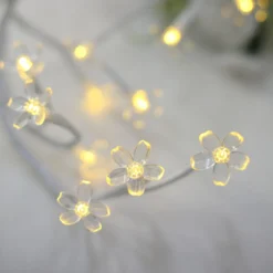 8.5ft Warm White Cherry Blossom Decorative LED Fairy String Lights, Battery-Operated Flower Party Lights -Home Decor Promotional Store LEDSTR31 CLR D02