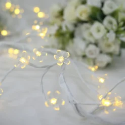 8.5ft Warm White Cherry Blossom Decorative LED Fairy String Lights, Battery-Operated Flower Party Lights -Home Decor Promotional Store LEDSTR31 CLR D04