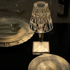 Warm White Crystal Diamond Acrylic LED Desk Lamp, USB Rechargeable Night Light, Decorative Light, Touch Operated - 10" Tall -Home Decor Promotional Store LED ACRY LAMP01 ASST D01