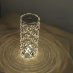 Rose Crystal Diamond Acrylic LED Color Changing Decorative Table Lamp, Touch + Remote Operated Pillar Light - 3.5"X8.5" -Home Decor Promotional Store LED ACRY LAMP02 ASST 02