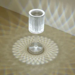 10" LED Acrylic Crystal Cylinder Color Changing Cordless Table Lamp, Rechargeable RGB Touch Control Accent Lamp -Home Decor Promotional Store LED ACRY LAMP03 ASST D07