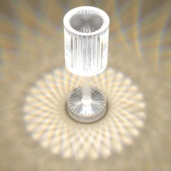 10" LED Acrylic Crystal Cylinder Color Changing Cordless Table Lamp, Rechargeable RGB Touch Control Accent Lamp -Home Decor Promotional Store LED ACRY LAMP03 ASST 02