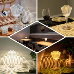 10" LED Acrylic Crystal Prism Color Changing Cordless Table Lamp, Rechargeable Touch Control Accent Lamp -Home Decor Promotional Store LED ACRY LAMP04 ASST EBC2