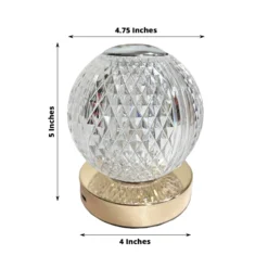 5" Diamond Cut Crystal Ball Dimmable LED Table Lamp With Touch Control, Cordless Rechargeable Decorative Night Light -Home Decor Promotional Store LED ACRY LAMP07 ASST 98