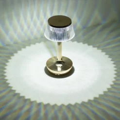 Clear Gold Mushroom LED Crystal Table Lamp Centerpiece With Touch Control, 9" Color Changing Rechargeable Acrylic Decorative Night Light -Home Decor Promotional Store LED ACRY LAMP08 GOLD D03