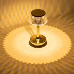 Clear Gold Mushroom LED Crystal Table Lamp Centerpiece With Touch Control, 9" Color Changing Rechargeable Acrylic Decorative Night Light -Home Decor Promotional Store LED ACRY LAMP08 GOLD D07