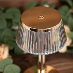 Clear Gold Mushroom LED Crystal Table Lamp Centerpiece With Touch Control, 9" Color Changing Rechargeable Acrylic Decorative Night Light -Home Decor Promotional Store LED ACRY LAMP08 GOLD D09