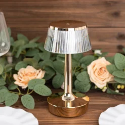 Clear Gold Mushroom LED Crystal Table Lamp Centerpiece With Touch Control, 9" Color Changing Rechargeable Acrylic Decorative Night Light -Home Decor Promotional Store LED ACRY LAMP08 GOLD D14