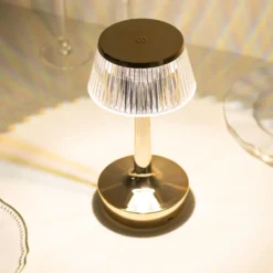 Clear Gold Mushroom LED Crystal Table Lamp Centerpiece With Touch Control, 9" Color Changing Rechargeable Acrylic Decorative Night Light -Home Decor Promotional Store LED ACRY LAMP08 GOLD D15