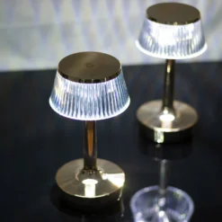 Clear Gold Mushroom LED Crystal Table Lamp Centerpiece With Touch Control, 9" Color Changing Rechargeable Acrylic Decorative Night Light -Home Decor Promotional Store LED ACRY LAMP08 GOLD D18