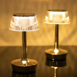 Clear Gold Mushroom LED Crystal Table Lamp Centerpiece With Touch Control, 9" Color Changing Rechargeable Acrylic Decorative Night Light -Home Decor Promotional Store LED ACRY LAMP08 GOLD 02