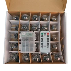 26ft Warm White Outdoor / Indoor 8-Mode Dimmable String LED Lights, Waterproof Remote Operated With 25 Clear Bulbs -Home Decor Promotional Store LED BALL05 CLR D05