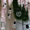 26ft Warm White Outdoor / Indoor 8-Mode Dimmable String LED Lights, Waterproof Remote Operated With 25 Clear Bulbs