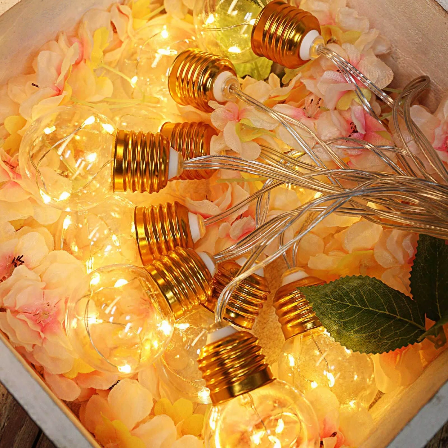 13ft Warm White Indoor 8-Mode Dimmable Fairy Light Bulb String Lights, Remote Operated LEDs With 10 Gold Base Clear Bulbs 8 13ft Warm White Indoor 8-Mode Dimmable Fairy Light Bulb String Lights, Remote Operated LEDs With 10 Gold Base Clear Bulbs - Image 8