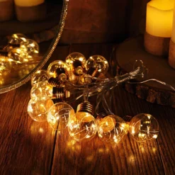 13ft Warm White Indoor 8-Mode Dimmable Fairy Light Bulb String Lights, Remote Operated LEDs With 10 Gold Base Clear Bulbs 17 13ft Warm White Indoor 8-Mode Dimmable Fairy Light Bulb String Lights, Remote Operated LEDs With 10 Gold Base Clear Bulbs -Home Decor Promotional Store LED BALL10 GOLD D06