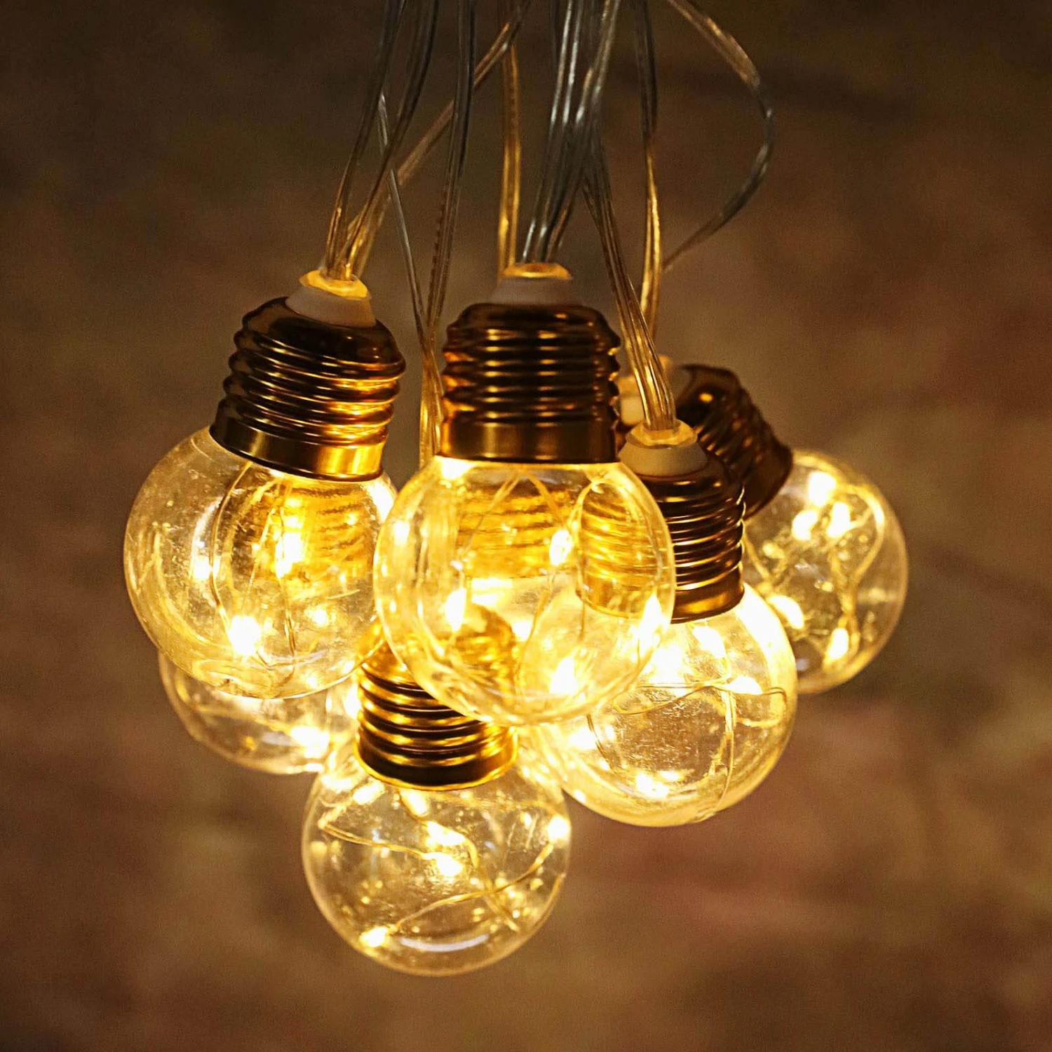 13ft Warm White Indoor 8-Mode Dimmable Fairy Light Bulb String Lights, Remote Operated LEDs With 10 Gold Base Clear Bulbs 1 13ft Warm White Indoor 8-Mode Dimmable Fairy Light Bulb String Lights, Remote Operated LEDs With 10 Gold Base Clear Bulbs