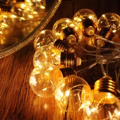 13ft Warm White Indoor 8-Mode Dimmable Fairy Light Bulb String Lights, Remote Operated LEDs With 10 Gold Base Clear Bulbs 21 13ft Warm White Indoor 8-Mode Dimmable Fairy Light Bulb String Lights, Remote Operated LEDs With 10 Gold Base Clear Bulbs -Home Decor Promotional Store LED BALL10 GOLD 02