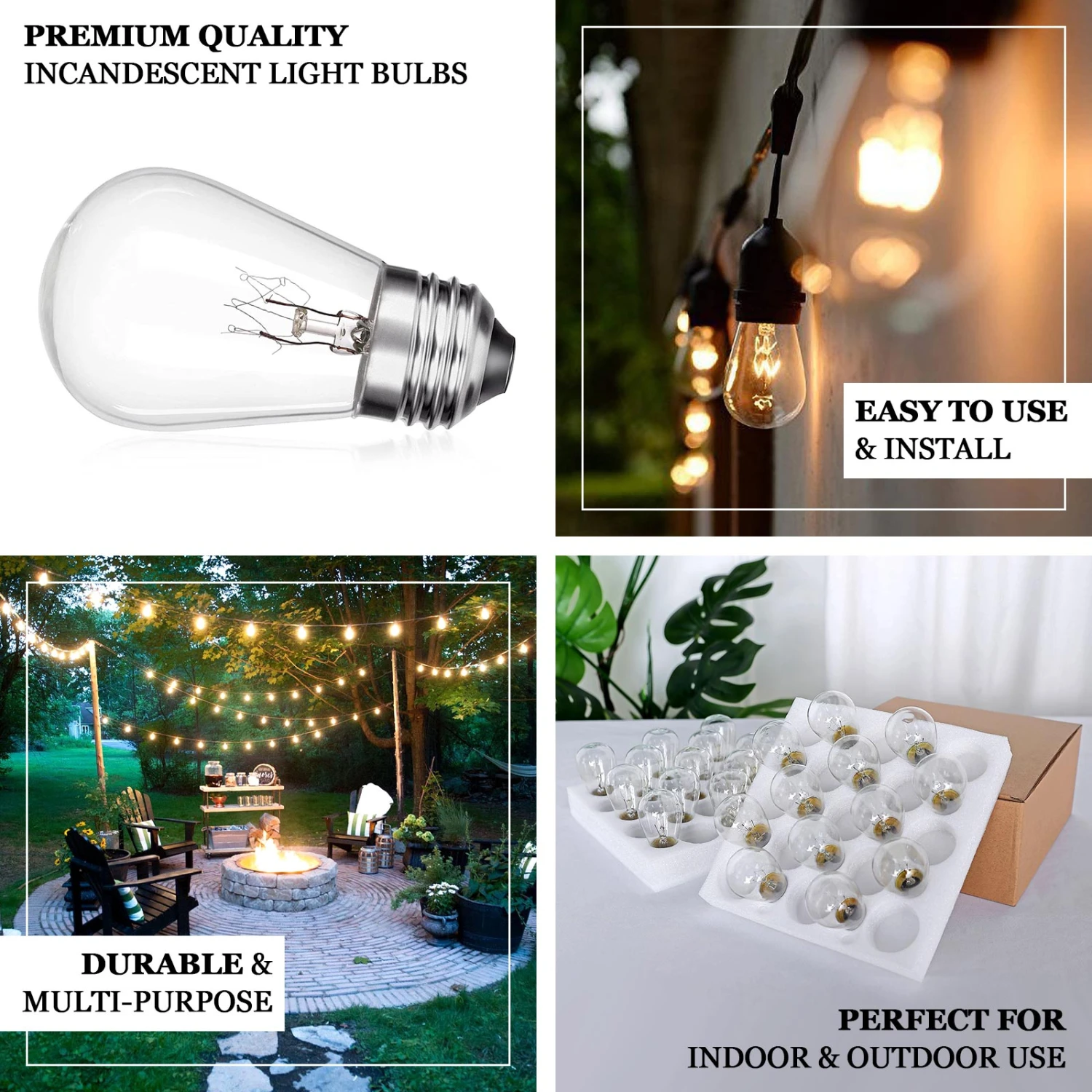 24 Pack | 11W Incandescent Warm White S14 Outdoor String Light Bulbs + 1 Extra Replacement Bulb FREE 2 24 Pack | 11W Incandescent Warm White S14 Outdoor String Light Bulbs + 1 Extra Replacement Bulb FREE - Image 2