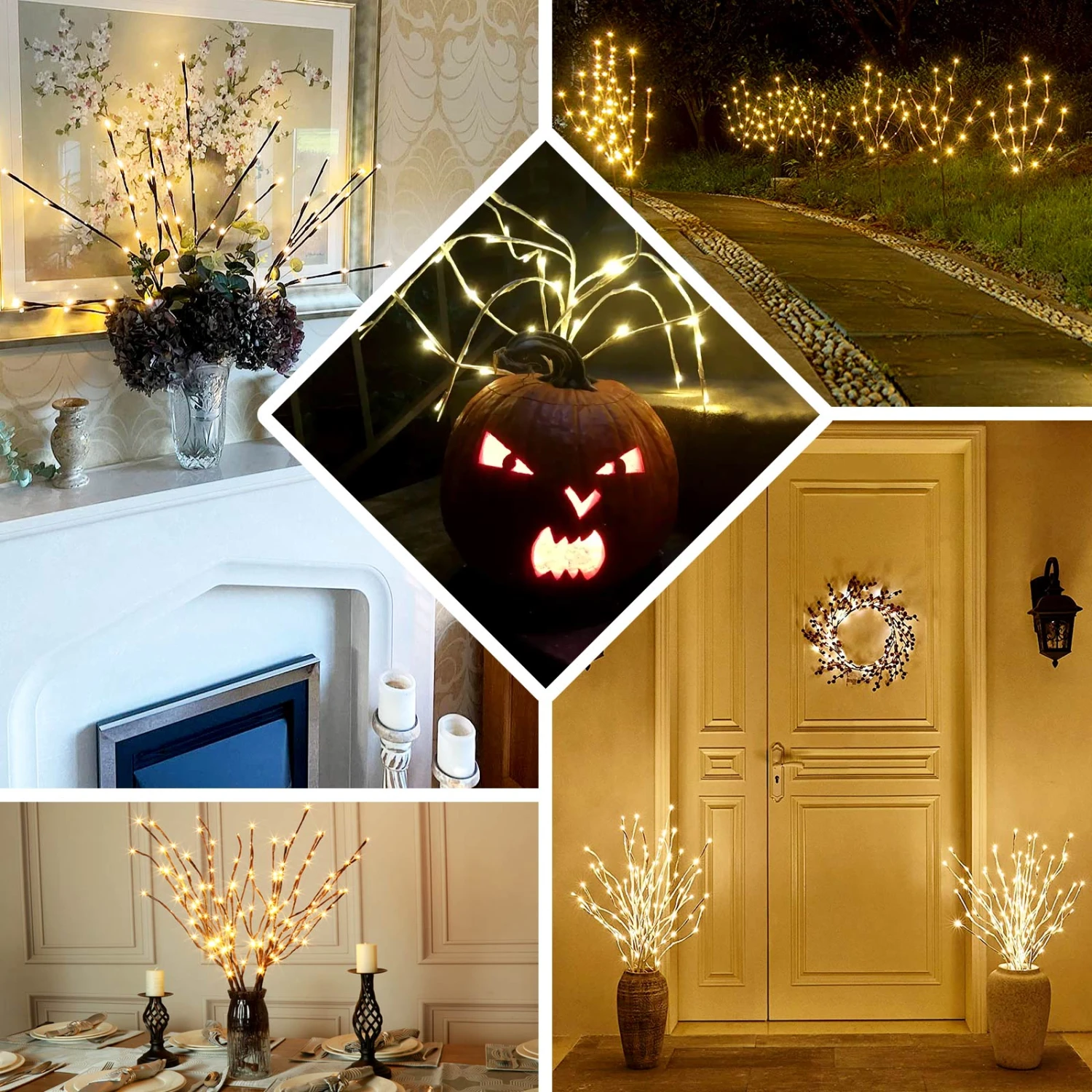 3 Pack | 31" Artificial Tree Twig Lights, Lighted Branches With 60 Bright Warm White LED Bulbs 3 3 Pack | 31" Artificial Tree Twig Lights, Lighted Branches With 60 Bright Warm White LED Bulbs - Image 3
