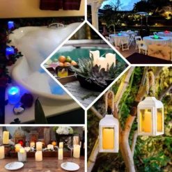 Set Of 5 | Ivory Flickering Flameless LED Pillar Candles, Color Changing Battery Operated Candles With Remote - 4", 5", 6" 11 Set Of 5 | Ivory Flickering Flameless LED Pillar Candles, Color Changing Battery Operated Candles With Remote - 4", 5", 6" -Home Decor Promotional Store LED CAND PL001 SET1 EBC2