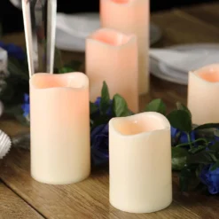 Set Of 5 | Ivory Flickering Flameless LED Pillar Candles, Color Changing Battery Operated Candles With Remote - 4", 5", 6" 13 Set Of 5 | Ivory Flickering Flameless LED Pillar Candles, Color Changing Battery Operated Candles With Remote - 4", 5", 6" -Home Decor Promotional Store LED CAND PL001 SET1 IVR D10