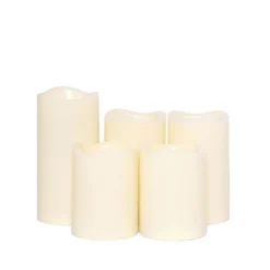 Set Of 5 | Ivory Flickering Flameless LED Pillar Candles, Color Changing Battery Operated Candles With Remote - 4", 5", 6" 16 Set Of 5 | Ivory Flickering Flameless LED Pillar Candles, Color Changing Battery Operated Candles With Remote - 4", 5", 6" -Home Decor Promotional Store LED CAND PL001 SET1 IVR D18