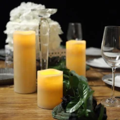 Flameless LED Pillar Candles, Remote Operated Battery Powered 4", 6", 8" 30 Flameless LED Pillar Candles, Remote Operated Battery Powered 4", 6", 8" -Home Decor Promotional Store LED CAND PL01 GOLD D05