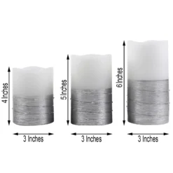 Set Of 3 | Flameless LED Remote Operated Pillar Candles Wrapped With Fairy String Lights, Battery Powered - 4", 5", 6" 19 Set Of 3 | Flameless LED Remote Operated Pillar Candles Wrapped With Fairy String Lights, Battery Powered - 4", 5", 6" -Home Decor Promotional Store LED CAND PL04 SILV 98
