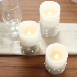 Set Of 3 | Flameless LED Remote Operated Pillar Candles Wrapped With Fairy String Lights, Battery Powered - 4", 5", 6" 26 Set Of 3 | Flameless LED Remote Operated Pillar Candles Wrapped With Fairy String Lights, Battery Powered - 4", 5", 6" -Home Decor Promotional Store LED CAND PL04 SILV D06.progressive 83c4c0ef b4be 403e 8895 3bada18da7b9