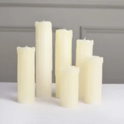 Set Of 6 | Warm White Flameless Flicker LED Drip Wax Pillar Candles, Battery Operated Luminaria Holiday Candles -Home Decor Promotional Store LED CAND PL06 SET IVR D07