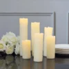 Set Of 6 | Warm White Flameless Flicker LED Drip Wax Pillar Candles, Battery Operated Luminaria Holiday Candles